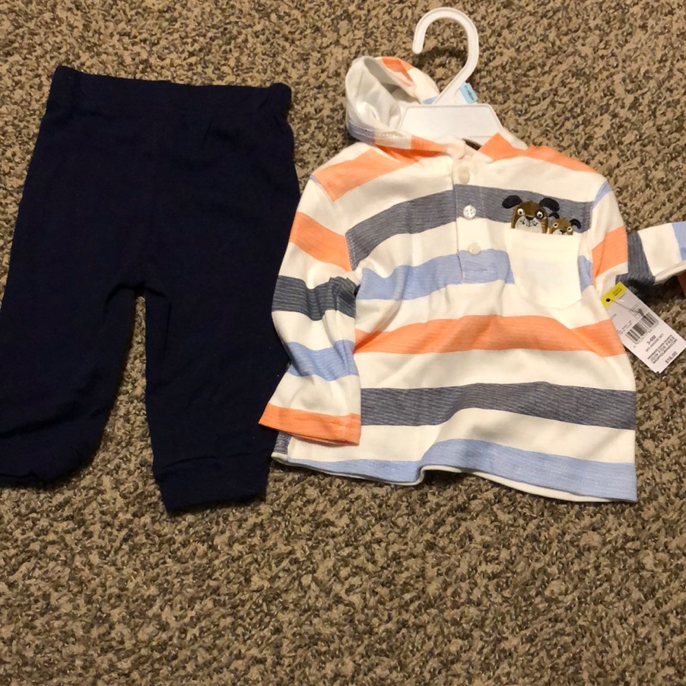 Two piece set shirt is long sleeved hoodie boys
